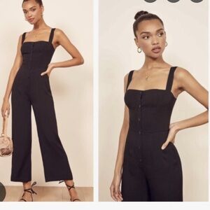 Reformation Black Buttoned Jumpsuit